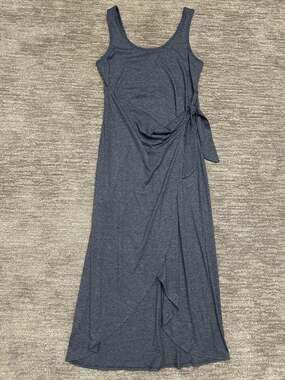 Nine Britton Dress Womens Small Navy Blue Amber Maternity Wrap Tie Stitch Fix